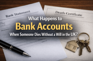 what happens to bank account when someone dies without a will uk