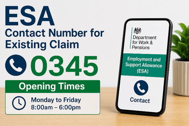 esa contact number existing claim 0345 opening times​